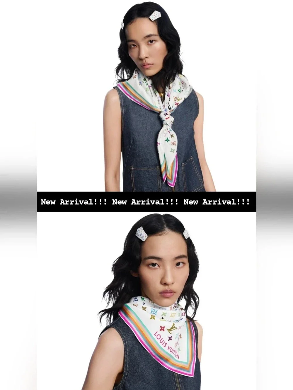 BNIB! RARE! Louis Vuitton X Takashi Murakami Multicolor Monogram Scarf LV X TM